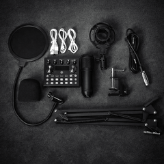 V10 BM-800 Podcast Condenser Microphone Set with Live Sound Card & Adjustable Scissor Arm Stand