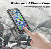Waterproof Bike Phone Mount - 360° Rotatable Motorcycle & Bicycle Mobile Holder - Adjustable Touch Screen Handlebar Phone Support for All Bikes