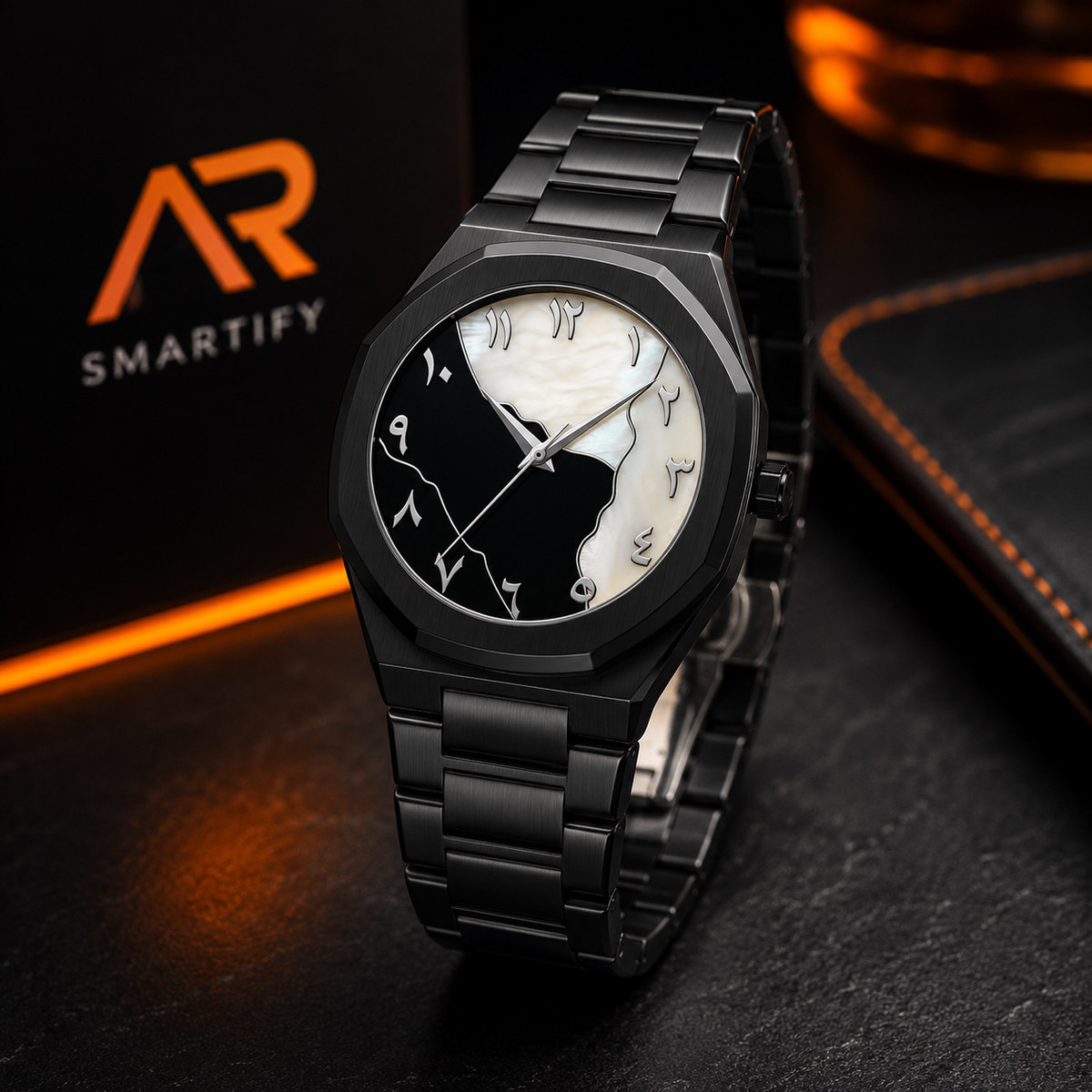 Men's Black aura  Carbon Fiber Arabic Dial Watch
