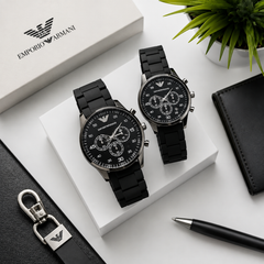 Black Chronograph Watch for couple