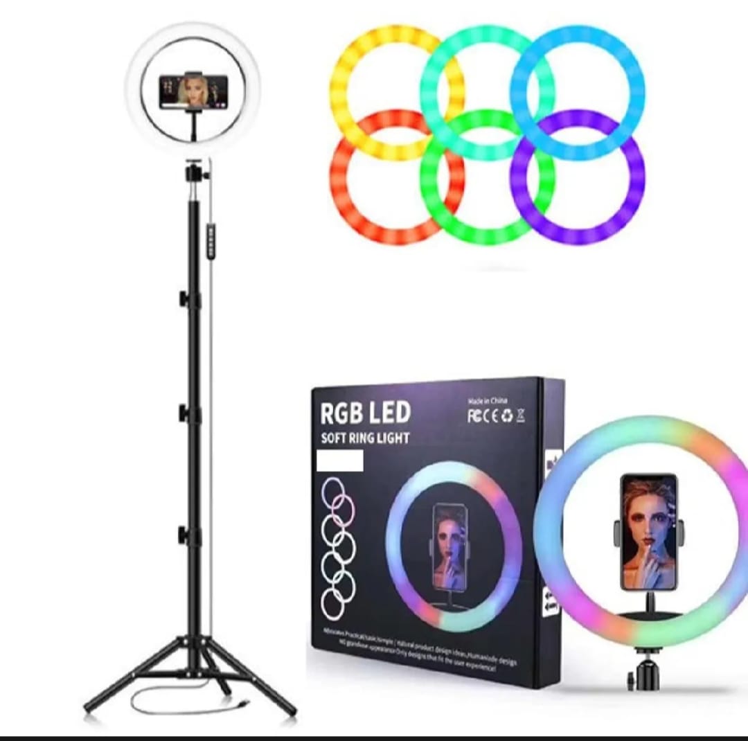 RGB Ringlight 26 CM MJ26 With Mobile Holder Adjustable Lighting For Photography Video Recording Makeup And Live Streaming